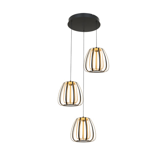 Ideal taklampe 3-lys rondell sort/gull