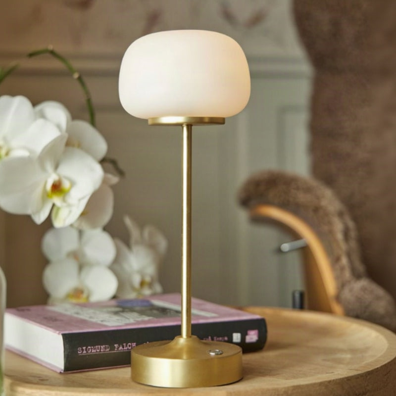 Nellie bordlampe oppladbar mess/opal