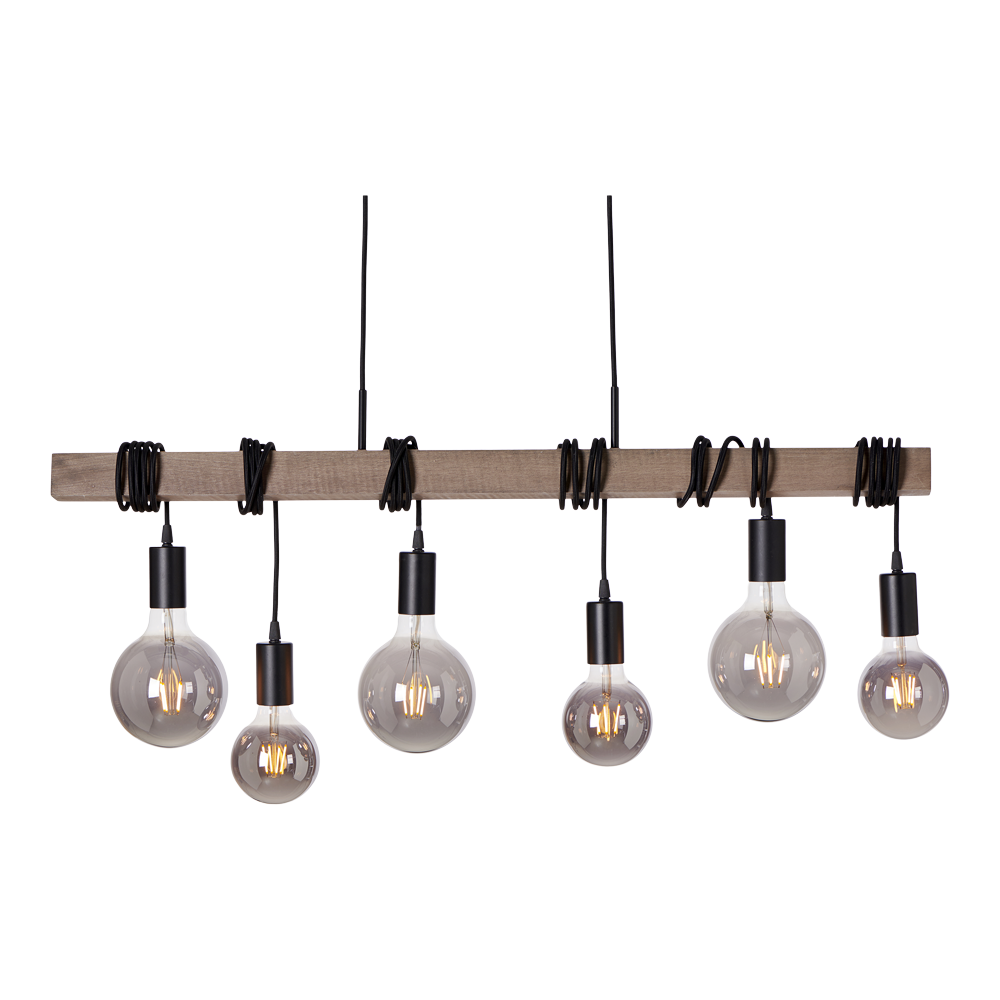 Luga 6-lys pendel grålasert