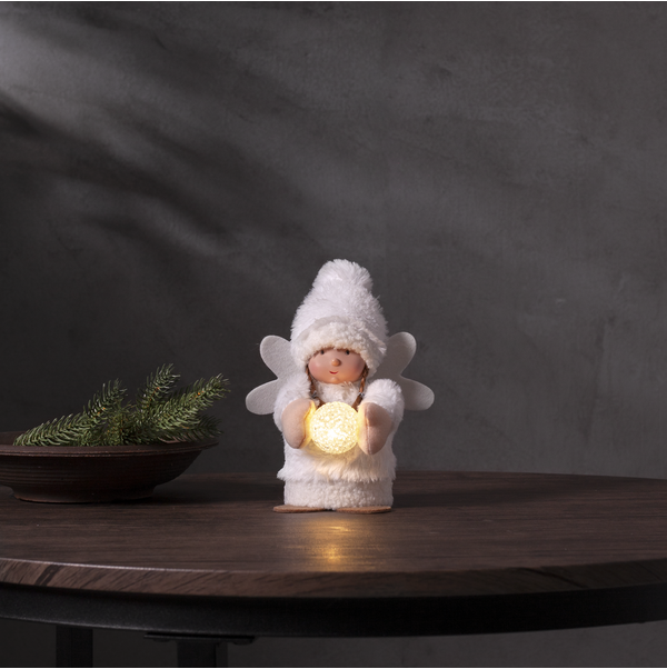 Joylight engel med snøball hvit