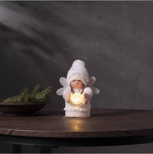 Joylight engel med snøball hvit