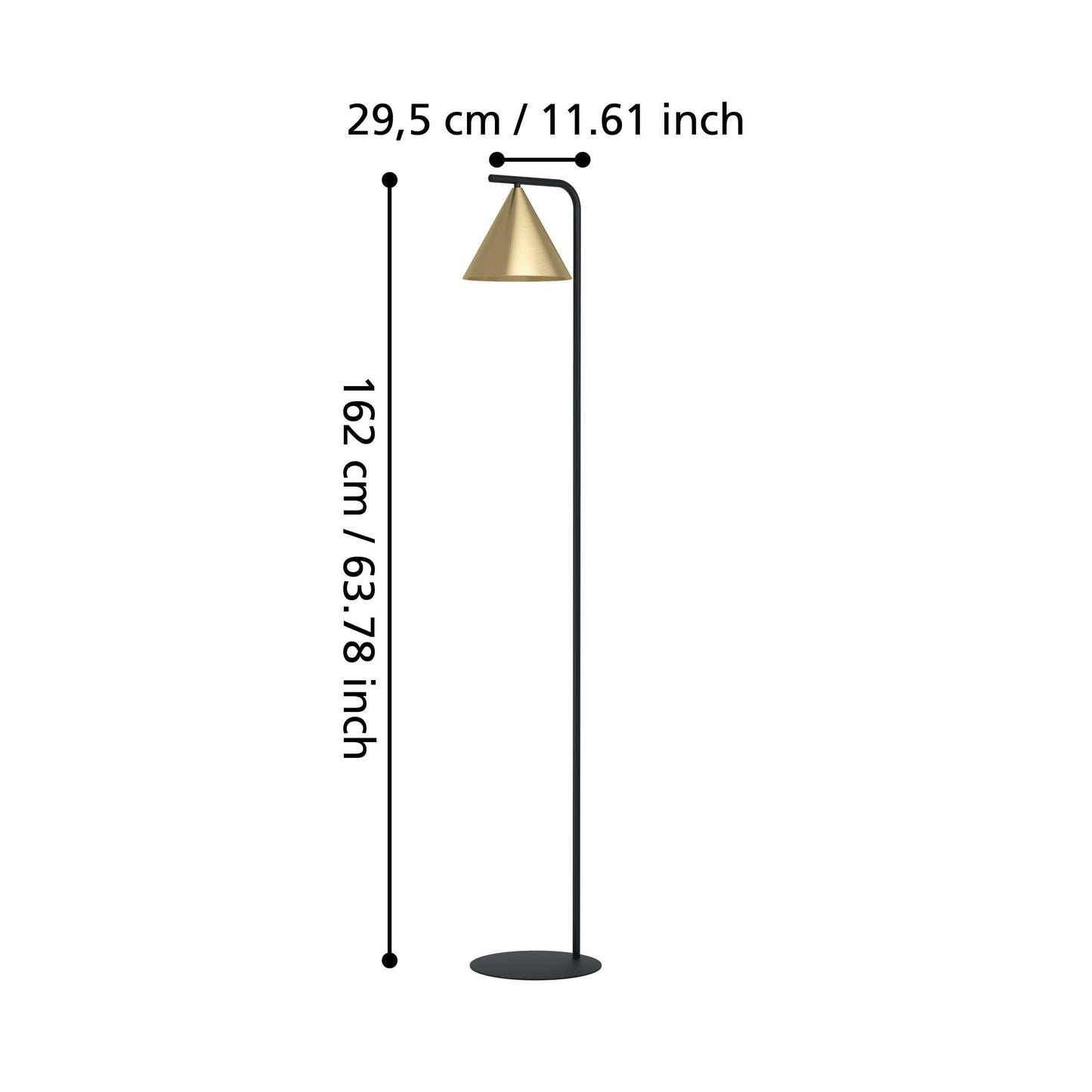 Narices gulvlampe E27 sort/messing