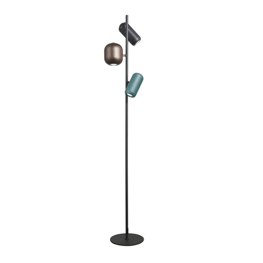 Bull gulvlampe 3-lys GU10 brun/sort/grønn