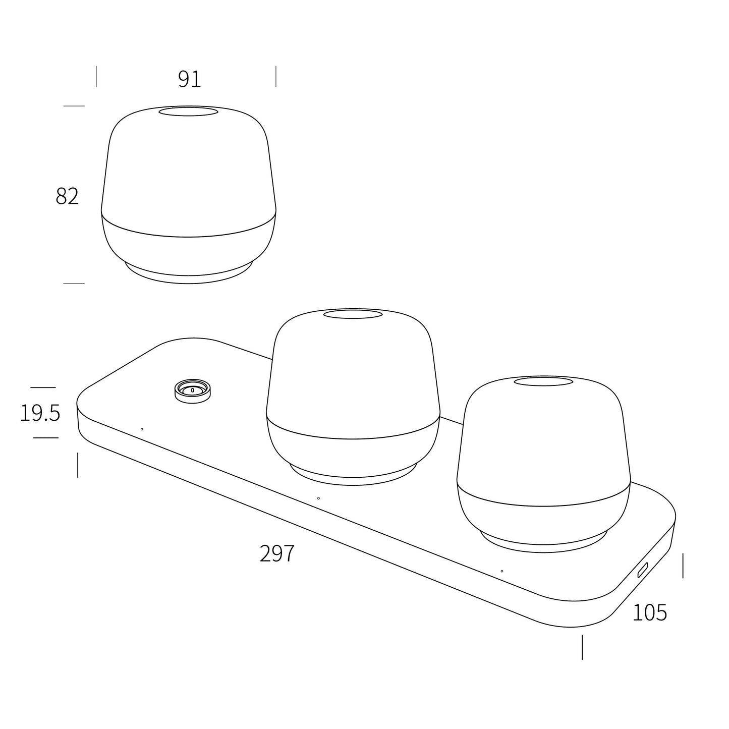 Cocoon bordlampe 3-pk 1.2W grå IP54