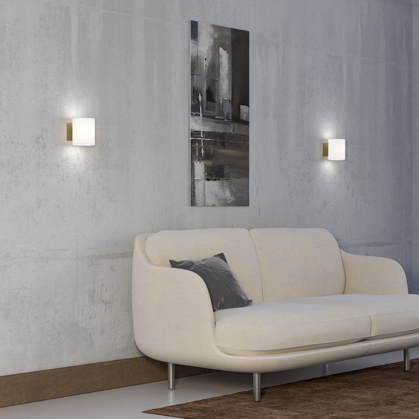 Evoke S vegglampe messing/opal IP44