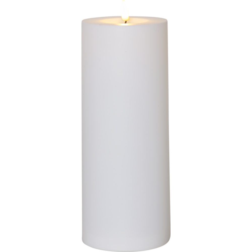 Flamme rak kubbelys hvit 27.5cm