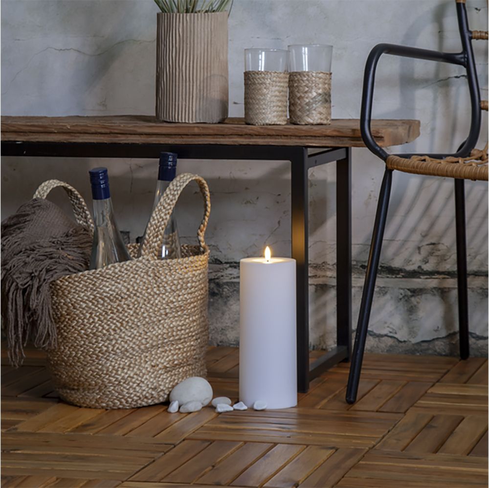 Flamme rak kubbelys hvit 27.5cm