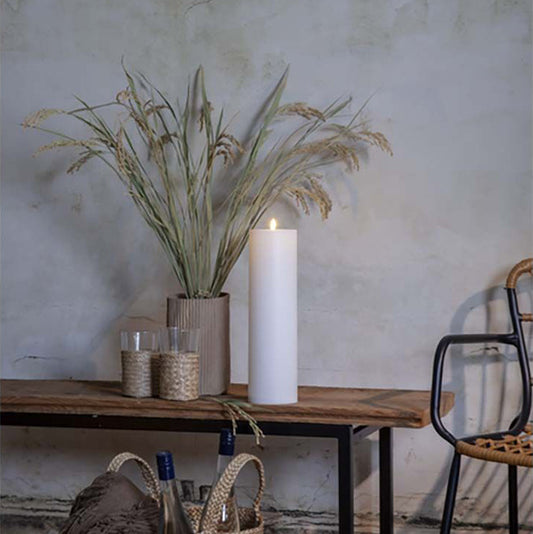 Flamme rak kubbelys hvit 32.5cm