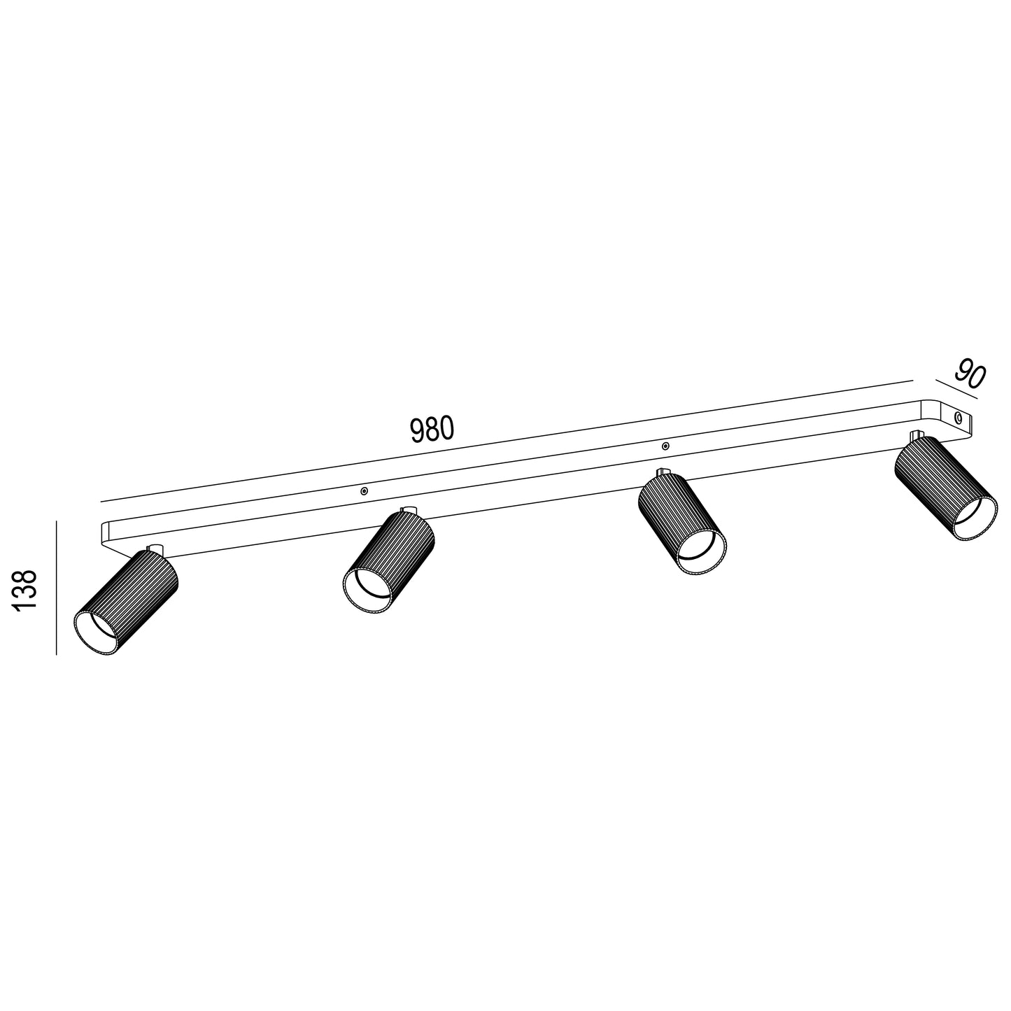 Grooves K4 takspot 4-lys rekke sort