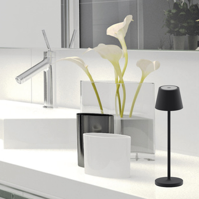 Iris mini bordlampe IP54 oppladbar sort
