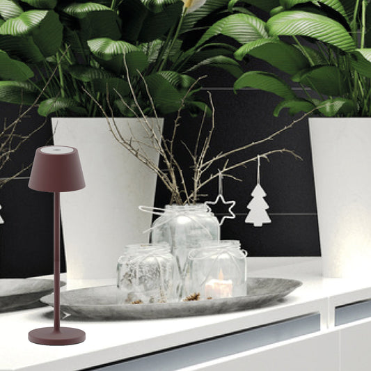 Iris mini bordlampe IP54 oppladbar rust