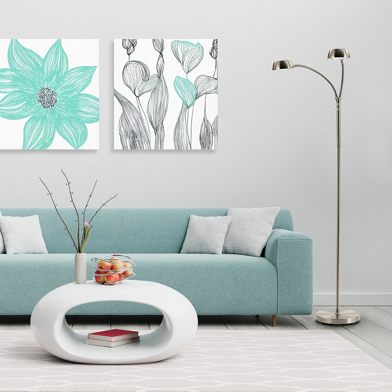 Jonas gulvlampe 2-lys LED stål