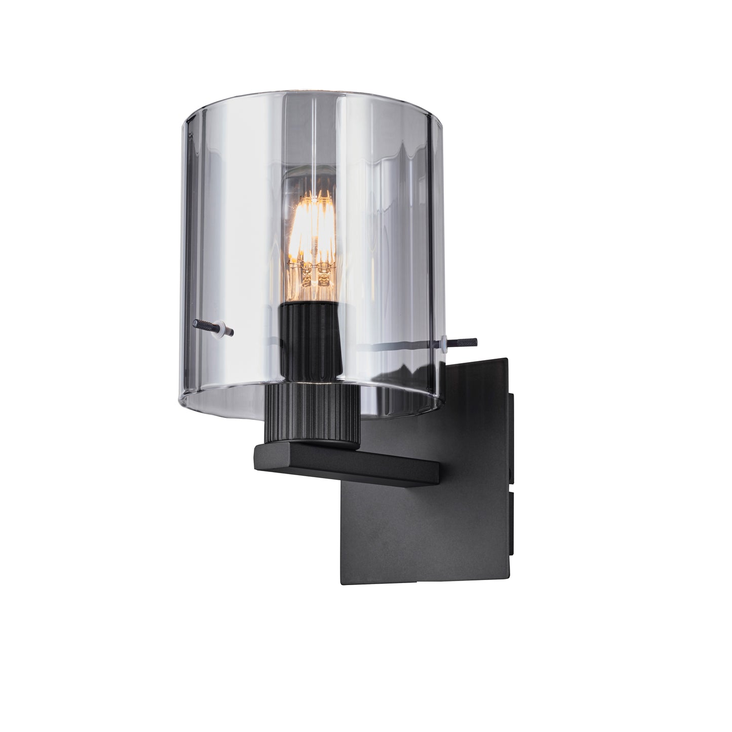 Kvarts vegglampe E27 sort/sotet