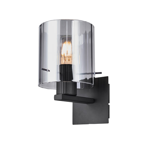 Kvarts vegglampe E27 sort/sotet