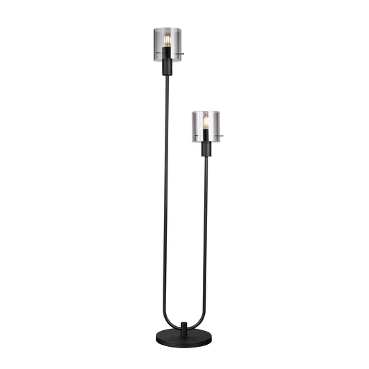 Kvarts gulvlampe 2-lys E27 sort/sotet
