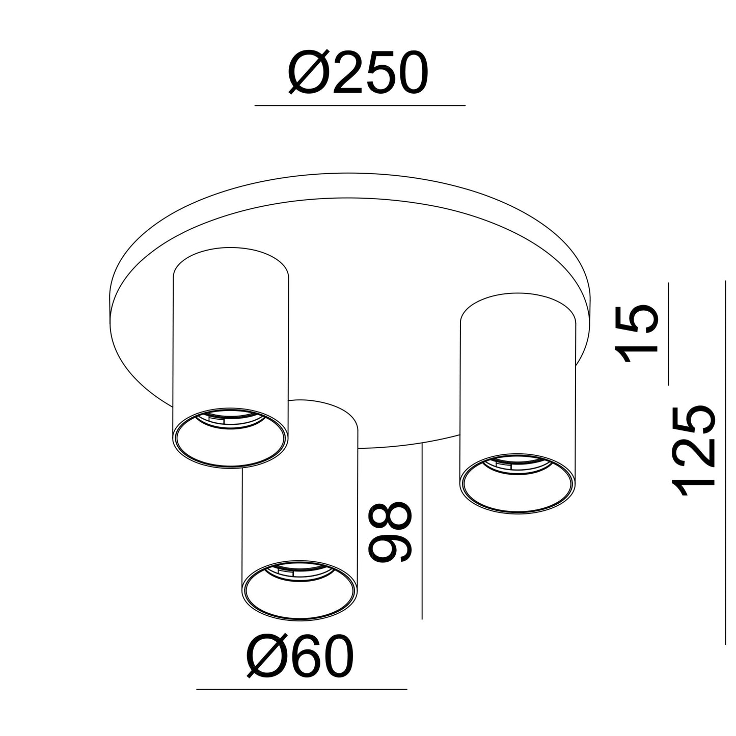 Oz R K3 takspot rondell sort/messing
