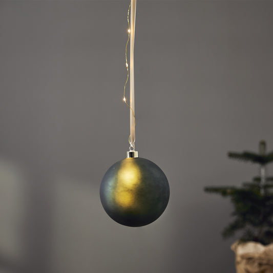 Bauble bliss glasskule m/batteri grønn