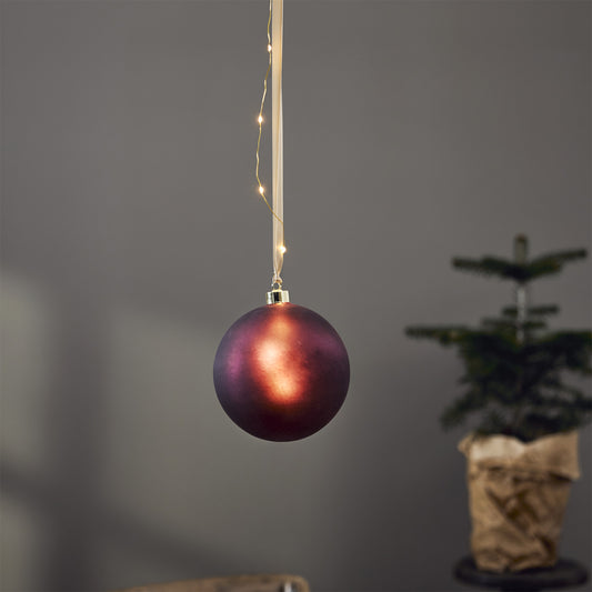 Bauble bliss glasskule m/batteri rød