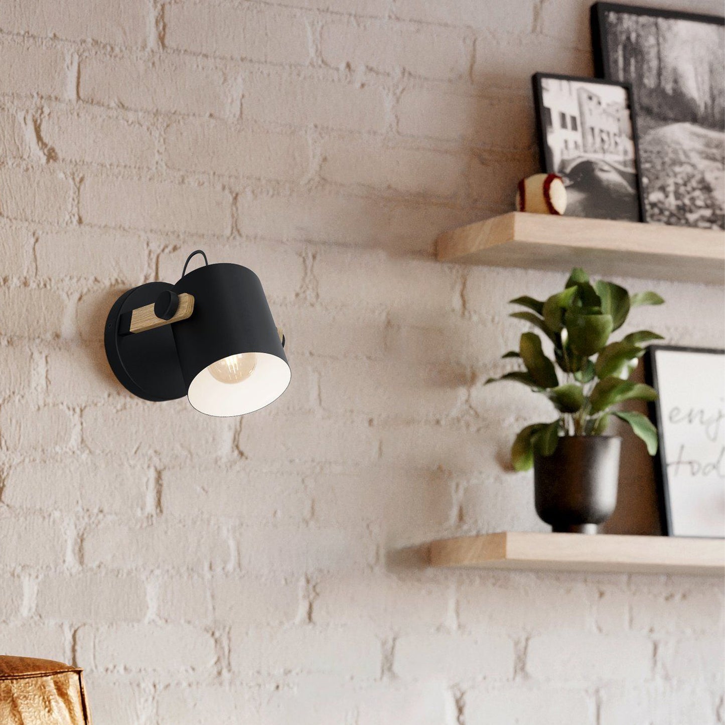 Hornwood vegglampe sort/tre