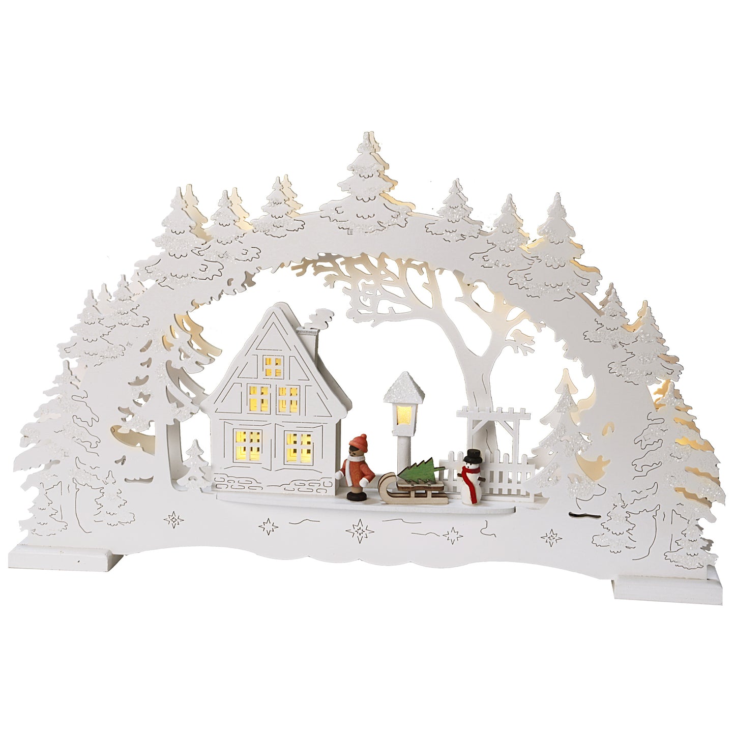 Lazer cut julepynt by m/batteri hvit