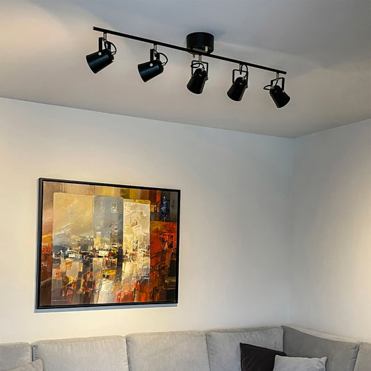 Lyon 5-lys takspot skinne sort/messing