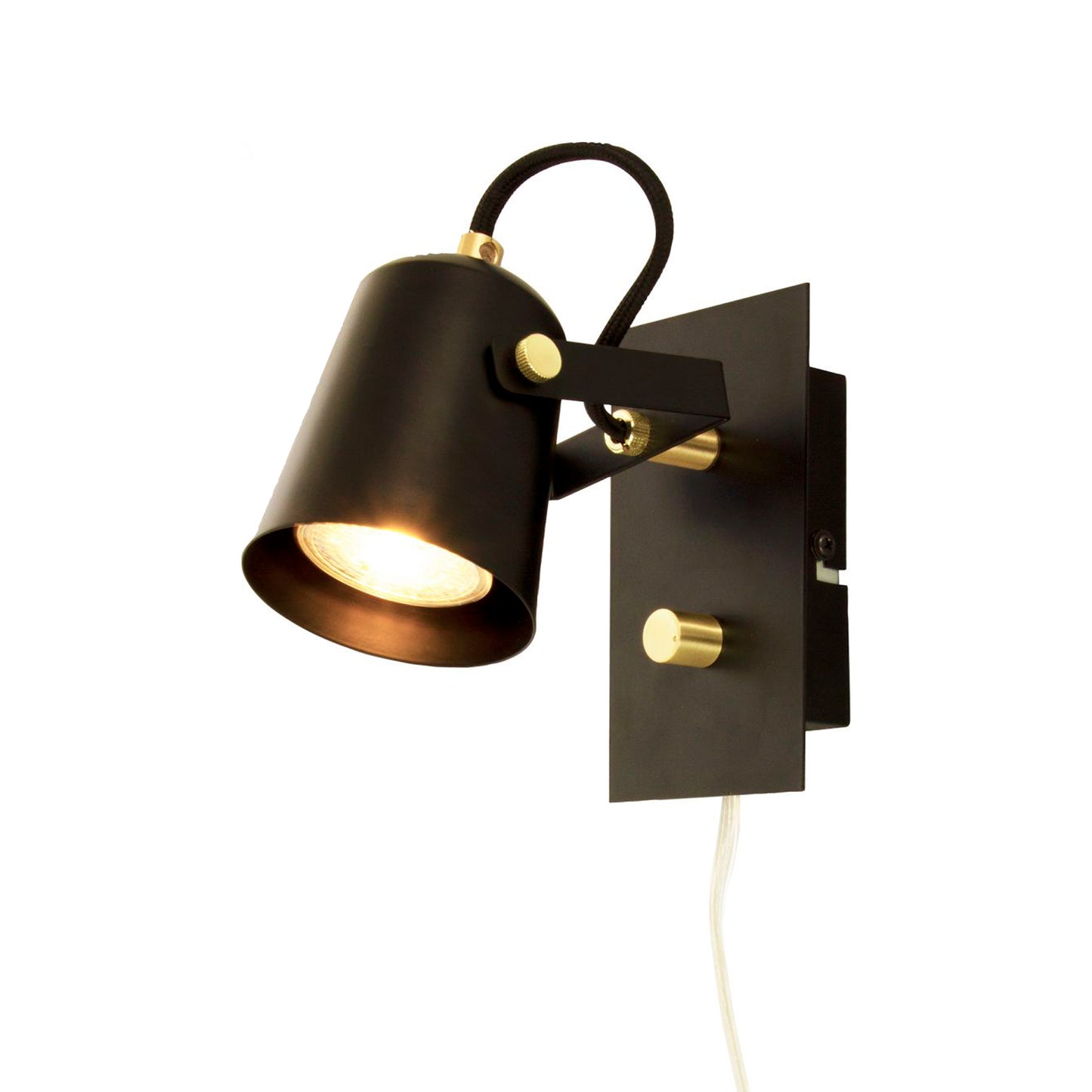 Lyon veggspot sort/messing m/dim