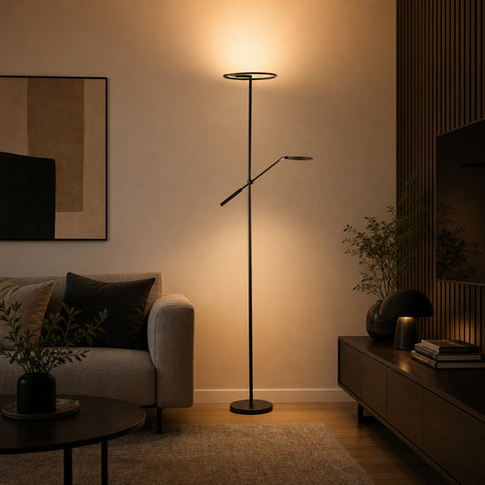 Regent gulvlampe 20W+4W LED sort