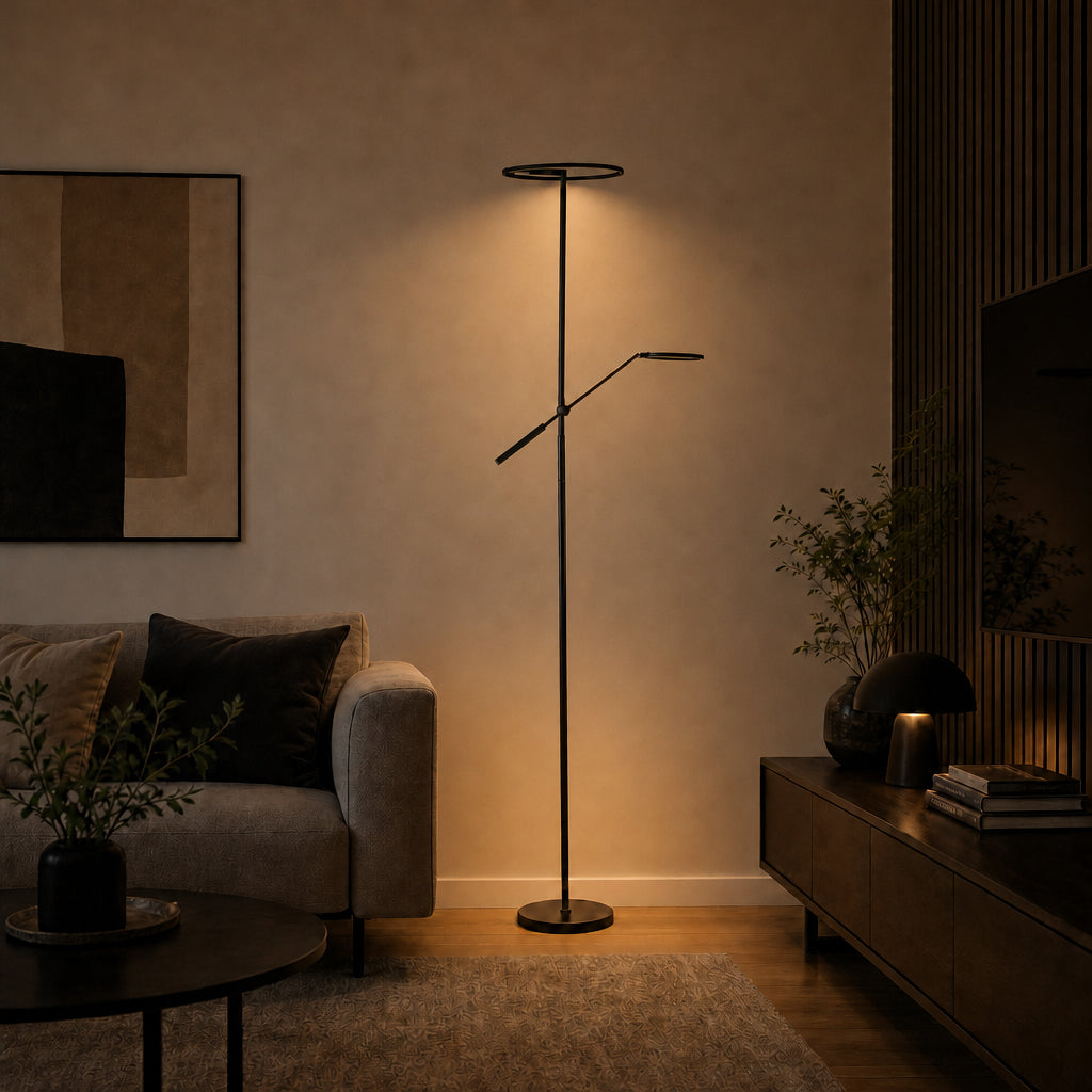 Regent gulvlampe 20W+4W LED sort