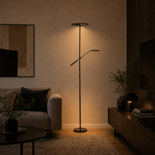 Regent gulvlampe 20W+4W LED sort