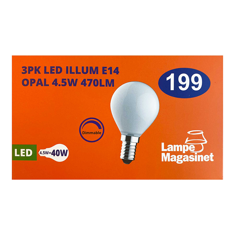 3pk LED E14 illum opal 4.9W dimbar