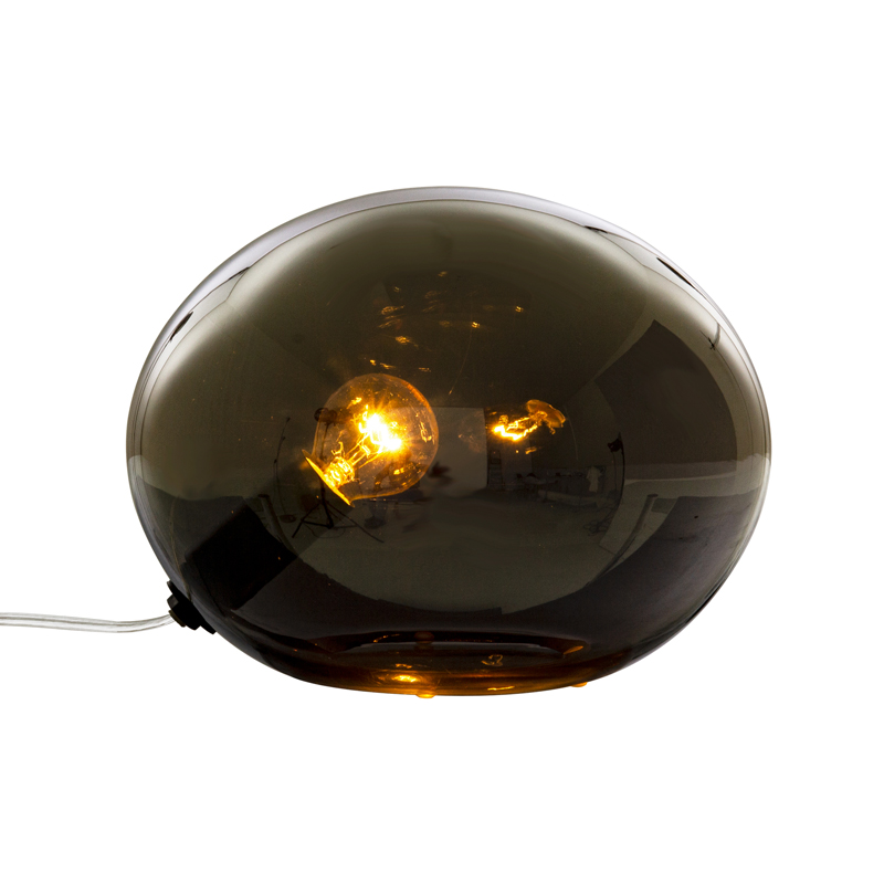 Lysende Globus bordlampe laget i speil sotet glass diameter 24cm - Aneta belysning