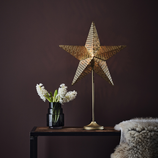 Rustic julestjerne på fot gull