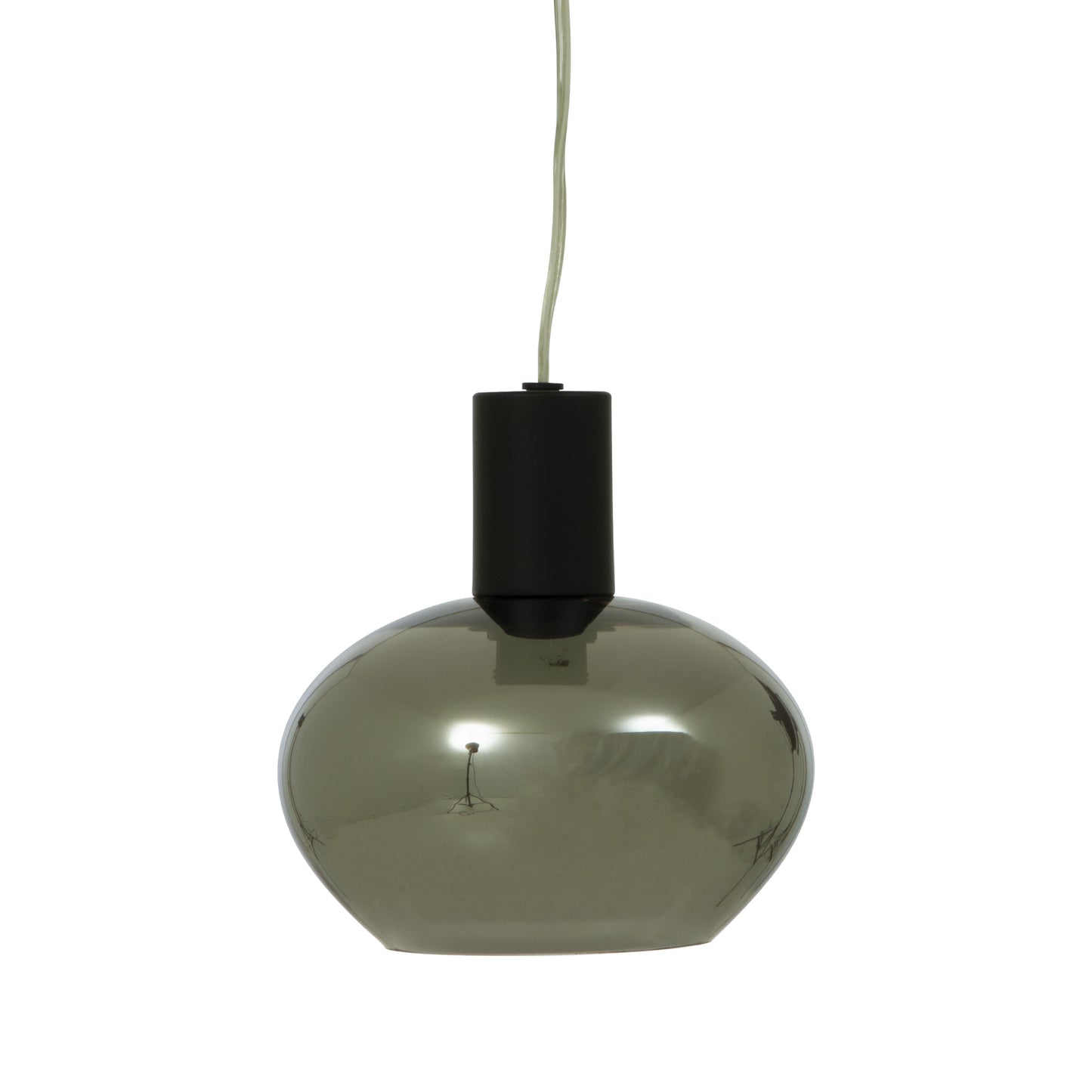 Bell vinduspendel i svart metall med skjerm i sotet glass diameter 15cm - Aneta belysning