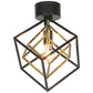 Cubes taklampe plafond med to overlappende kubeformede rammer i sort og messing metall - Aneta belysning