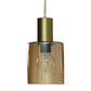 Cylinder vinduspendel laget i messing og amber glass med lang ledning, bryter og hullbrikke - Aneta belysning