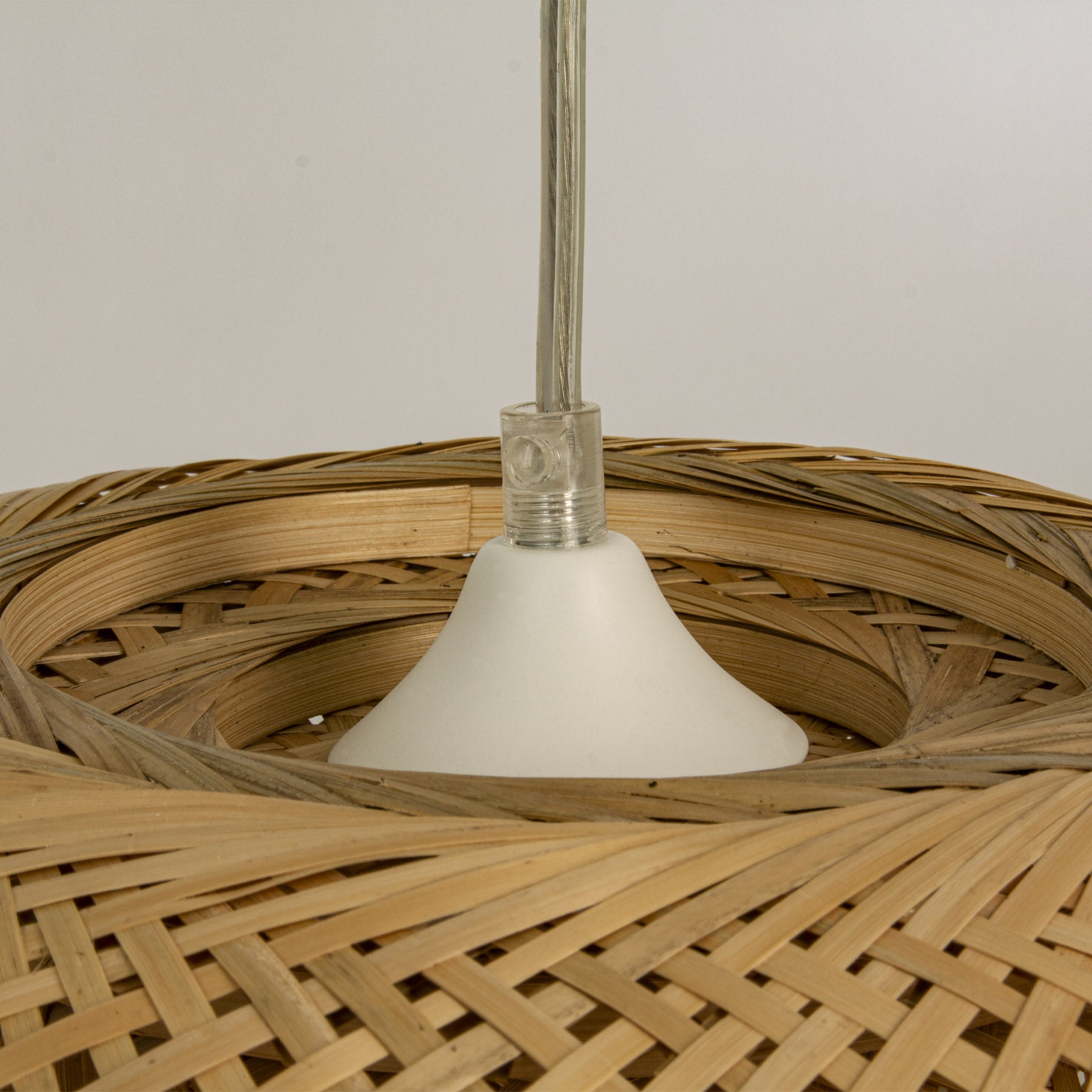 Opphenget til Malacca taklampe pendel i natur bambus flettet rotting diameter 45cm - Aneta belysning