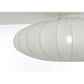 Nærbilde av lysende Mamsell taklampe rund plafond med diameter 65cm trukket i hvit tekstil rundt ramme i hvit metall - Aneta belysning