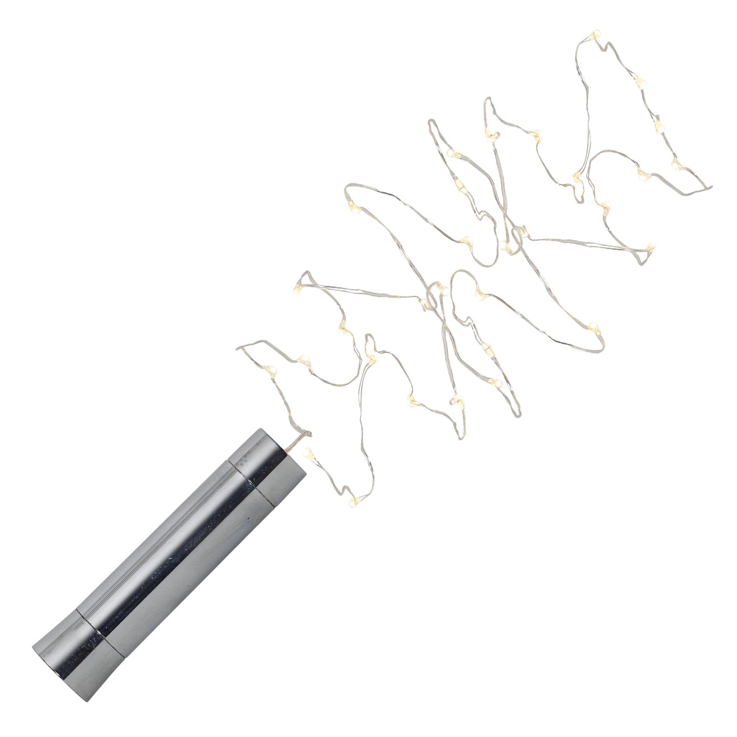 Dew drop 40-lys lysslynge tube m/batteri sølv