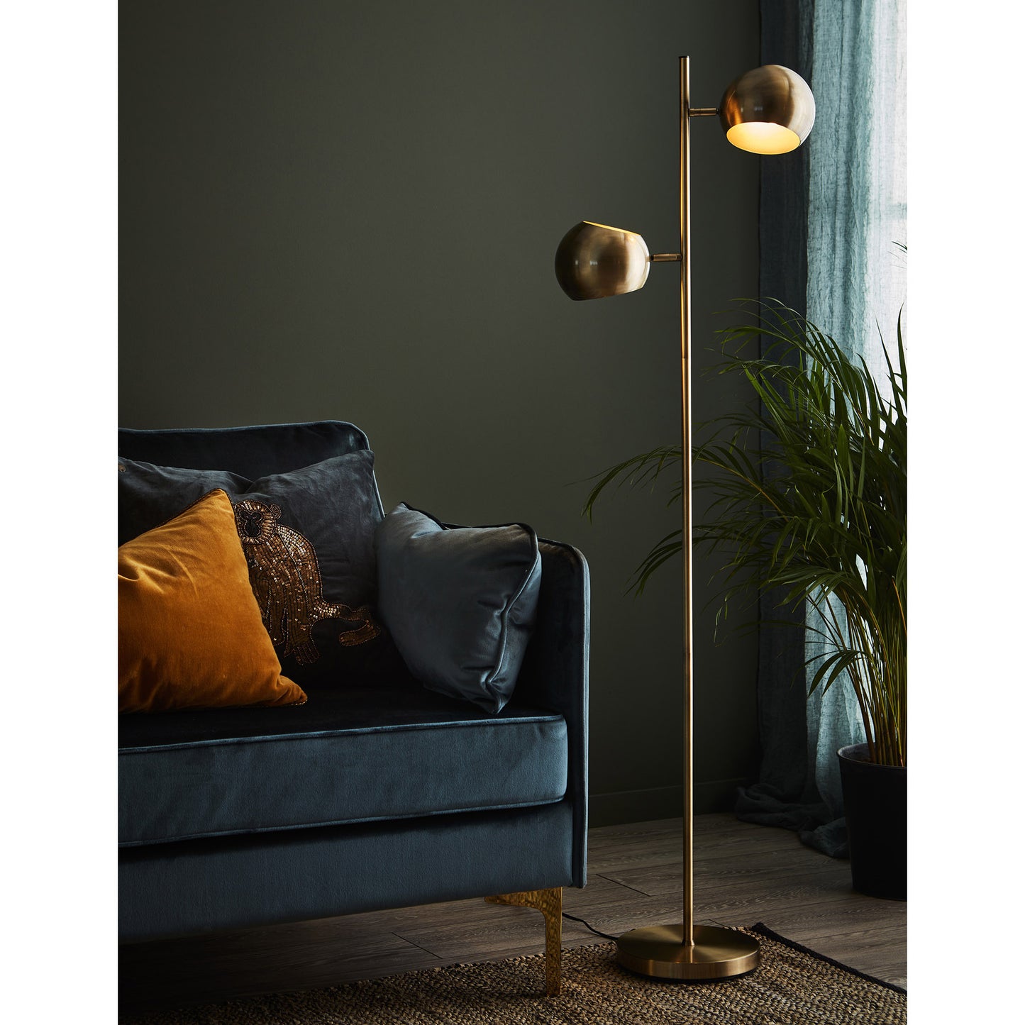 Edgar 2-lys gulvlampe messing